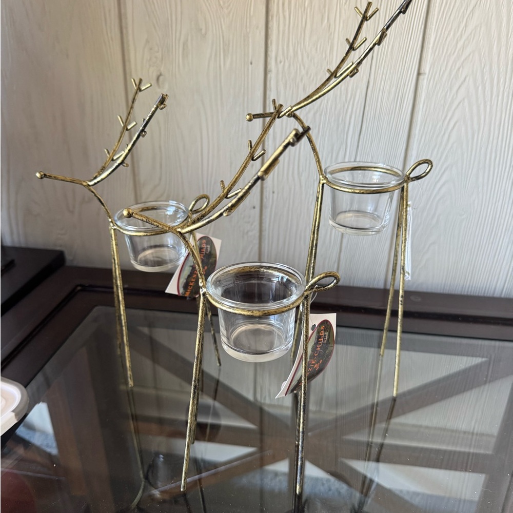 MacKenzie-Childs Gold Branch Candle Holder Trio